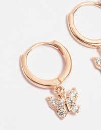 Rose Gold Plated Sterling Cubic Zirconia Butterfly Huggie Earrings - link has visual effect only