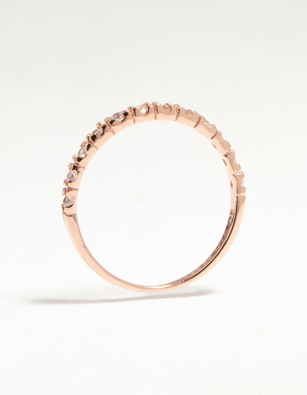 Rose Gold Plated Sterling Silver Cubic Zirconia Eternity Ring