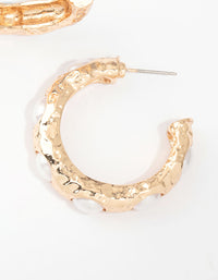 Gold Pearl Molten Hoop Earrings - link has visual effect only