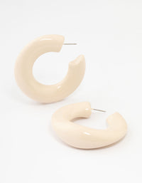 Cream Acrylic Organic Medium Hoop Earrings - link has visual effect only