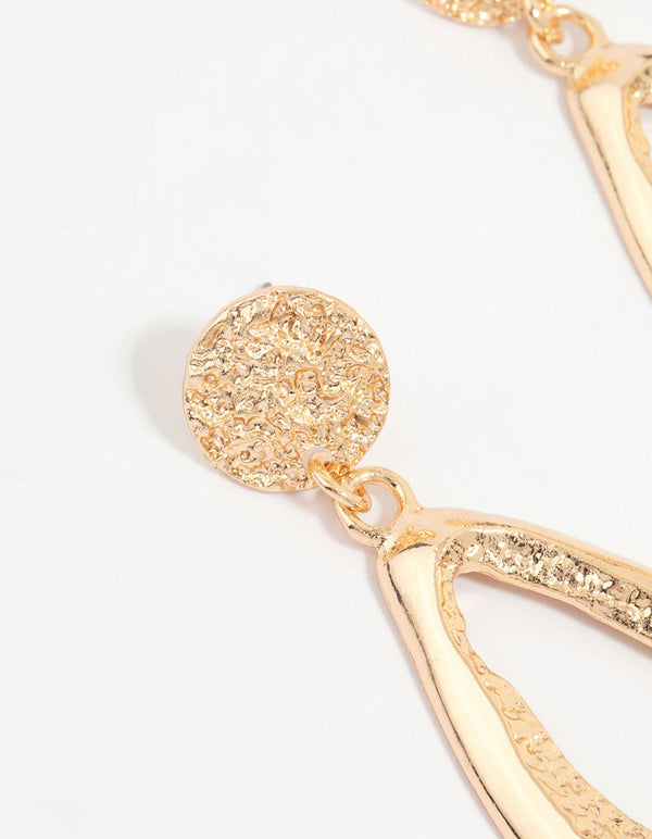 Gold Molten Organic Drop Earrings