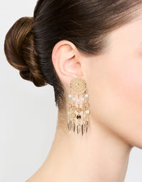 Gold Etched Dreamcatcher Drop Earrings - link has visual effect only