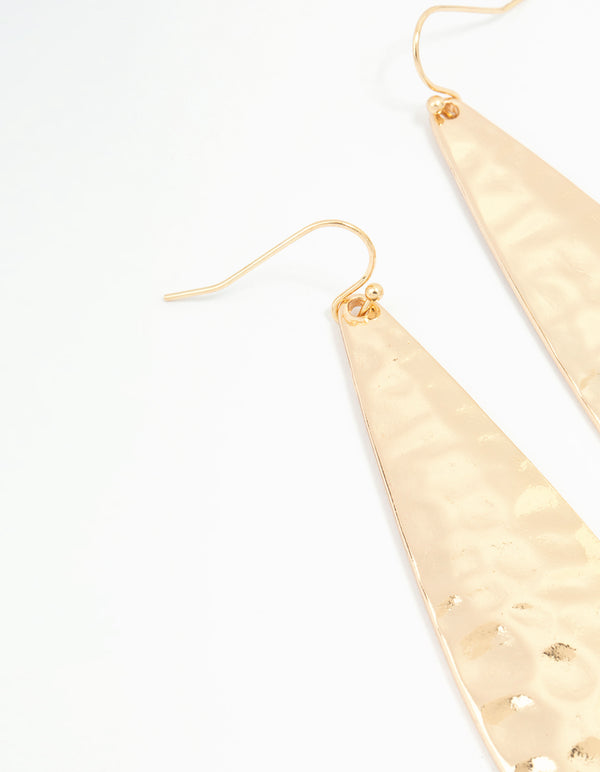 Gold Molten Teardrop Earrings