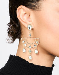 Gold Diamante Drop Earrings - link has visual effect only