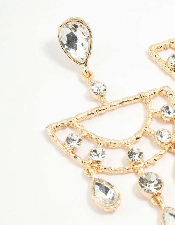 Gold Diamante Drop Earrings