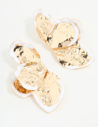 Gold & White Coated Metal Petal Drop Earrings - link has visual effect only