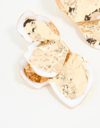 Gold & White Coated Metal Petal Drop Earrings - link has visual effect only