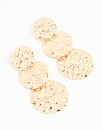 Gold Molten Disc Drop Earrings - link has visual effect only