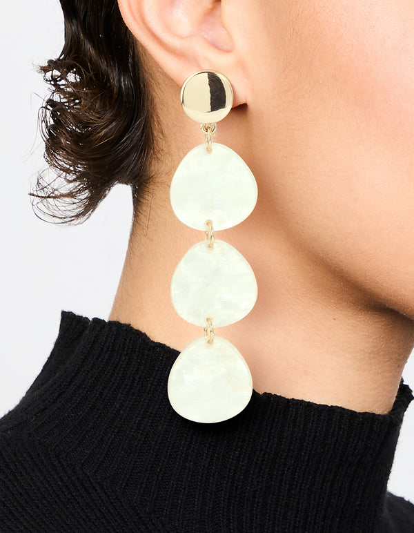 Gold Acrylic Teardrop Earrings