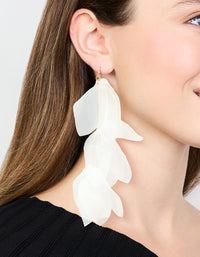 White Chiffon Fabric Petals Drop Earrings - link has visual effect only