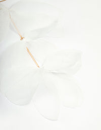 White Chiffon Fabric Petals Drop Earrings - link has visual effect only