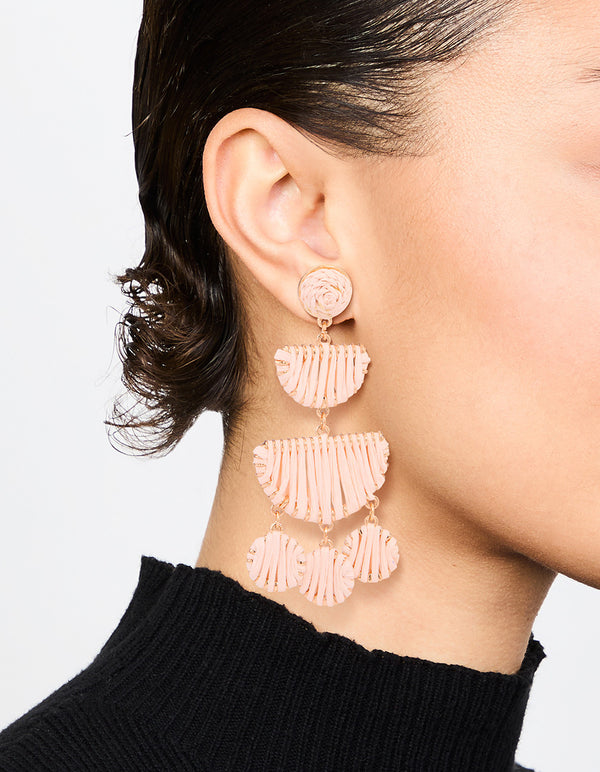 Paper Raffia Wrapped Drop Earrings