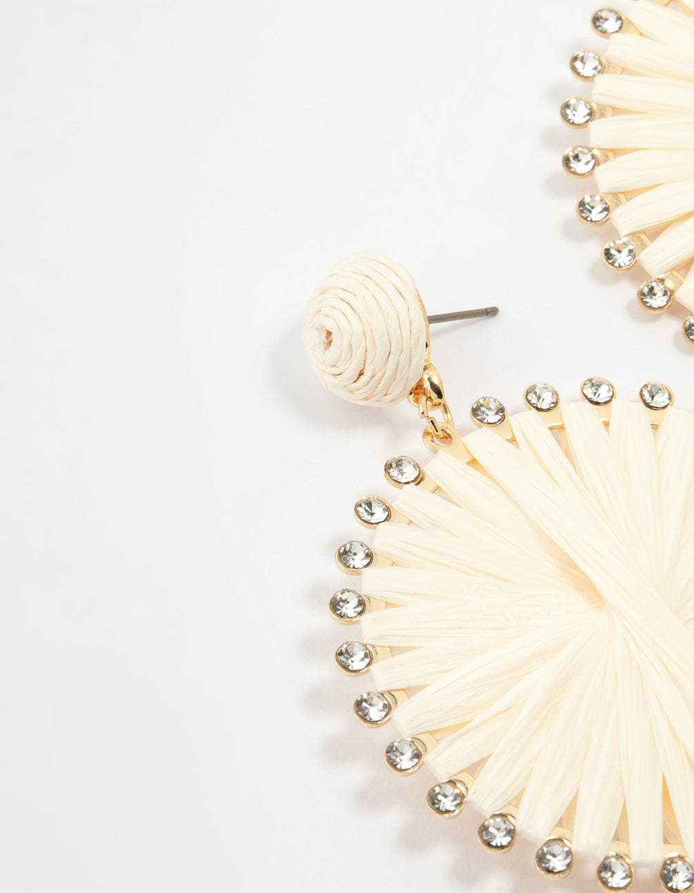Paper Raffia Wrap Circle Drop Earrings