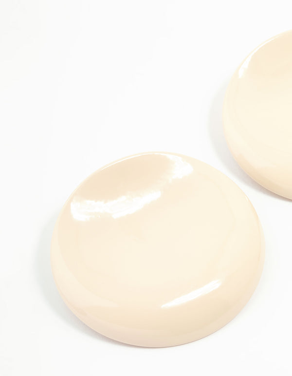 Beige Acrylic Stone Disc  Stud Earrings