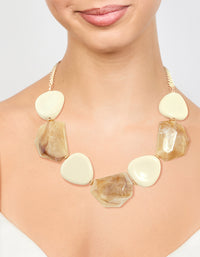 Brown & White Acrylic Statement Pendant Necklace - link has visual effect only