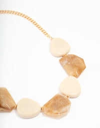 Brown & White Acrylic Statement Pendant Necklace - link has visual effect only