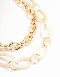 Gold & Acrylic Layered Chain Necklace - link has visual effect only