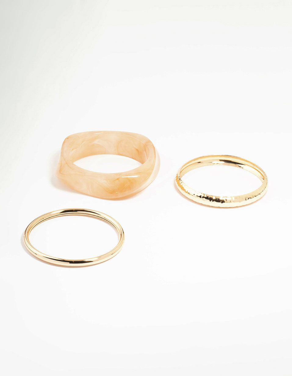 Gold & Acrylic Bangles 3-Pack