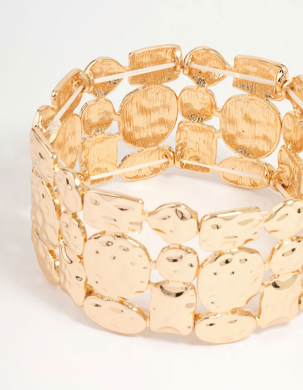 Gold Molten Layered Stretch Bracelet