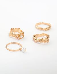 Gold Pearl Molten Stacking Ring Pack - link has visual effect only