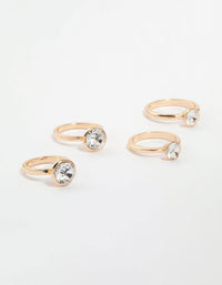 Gold Diamante Bezel Rings 4-Pack - link has visual effect only