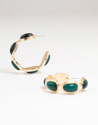 Gold Emerald Diamante Hoop Earrings - link has visual effect only