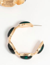 Gold Emerald Diamante Hoop Earrings - link has visual effect only
