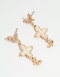 Gold Butterfly Flower Drop Earrings - link has visual effect only