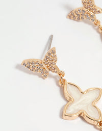 Gold Butterfly Flower Drop Earrings - link has visual effect only