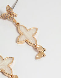 Gold Butterfly Flower Drop Earrings - link has visual effect only