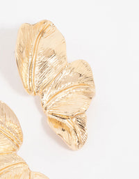 Gold Leaf Detail Drop Earrings - link has visual effect only