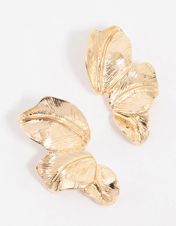 Gold Leaf Detail Drop Earrings