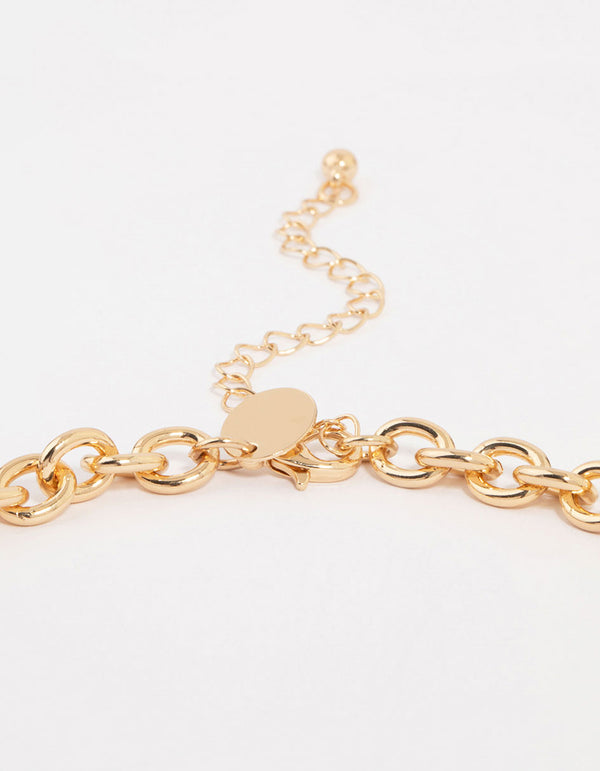 Gold Leaf Detail Short Necklace