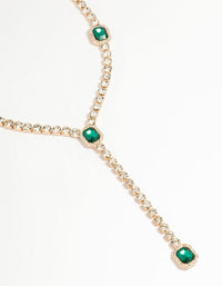 Gold Green Diamante Cupchain Y-Necklace - link has visual effect only