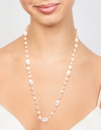 Rose Gold Pearl Beaded Long Necklace - link has visual effect only