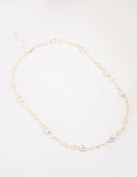 Rose Gold Pearl Beaded Long Necklace - link has visual effect only