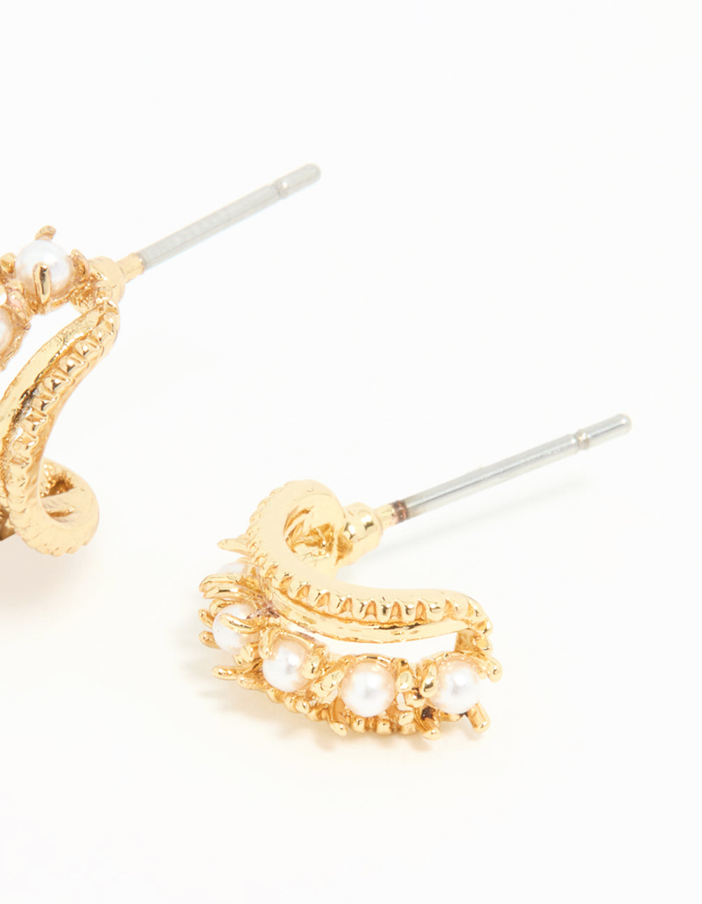 Gold Plated Pearl Hoop Earrings
