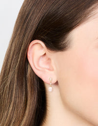 Gold Plated Pearl Pear Diamante Drop Earrings - link has visual effect only