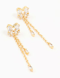 Gold Plated Cubic Zirconia Heart & Butterfly Chain Earrings - link has visual effect only