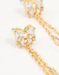 Gold Plated Cubic Zirconia Heart & Butterfly Chain Earrings - link has visual effect only
