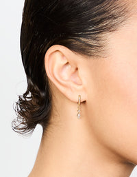 Gold Plated Diamante Marquise Huggie Earrings - link has visual effect only