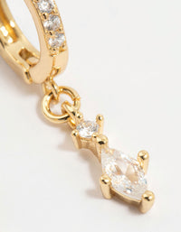 Gold Plated Diamante Marquise Huggie Earrings - link has visual effect only