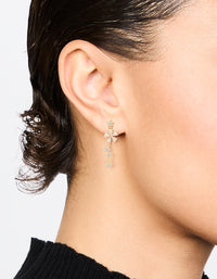 Gold Plated Cubic Zirconia Flower Drop Earrings - link has visual effect only