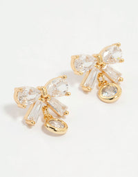 Gold Plated Cubic Zirconia Bow Stud Earrings - link has visual effect only