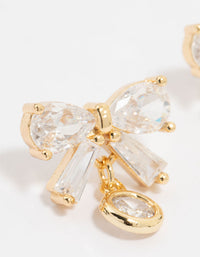 Gold Plated Cubic Zirconia Bow Stud Earrings - link has visual effect only