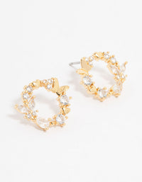 Gold Plated Cubic Zirconia Butterfly Wreath Stud Earrings - link has visual effect only