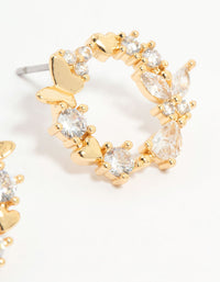 Gold Plated Cubic Zirconia Butterfly Wreath Stud Earrings - link has visual effect only