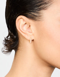 Gold Plated Diamante Thin Pavé Hoop Earrings - link has visual effect only