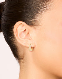Gold Plated Cubic Zirconia Classic Pave Hoop Earrings - link has visual effect only