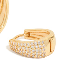 Gold Plated Cubic Zirconia Classic Pave Hoop Earrings - link has visual effect only